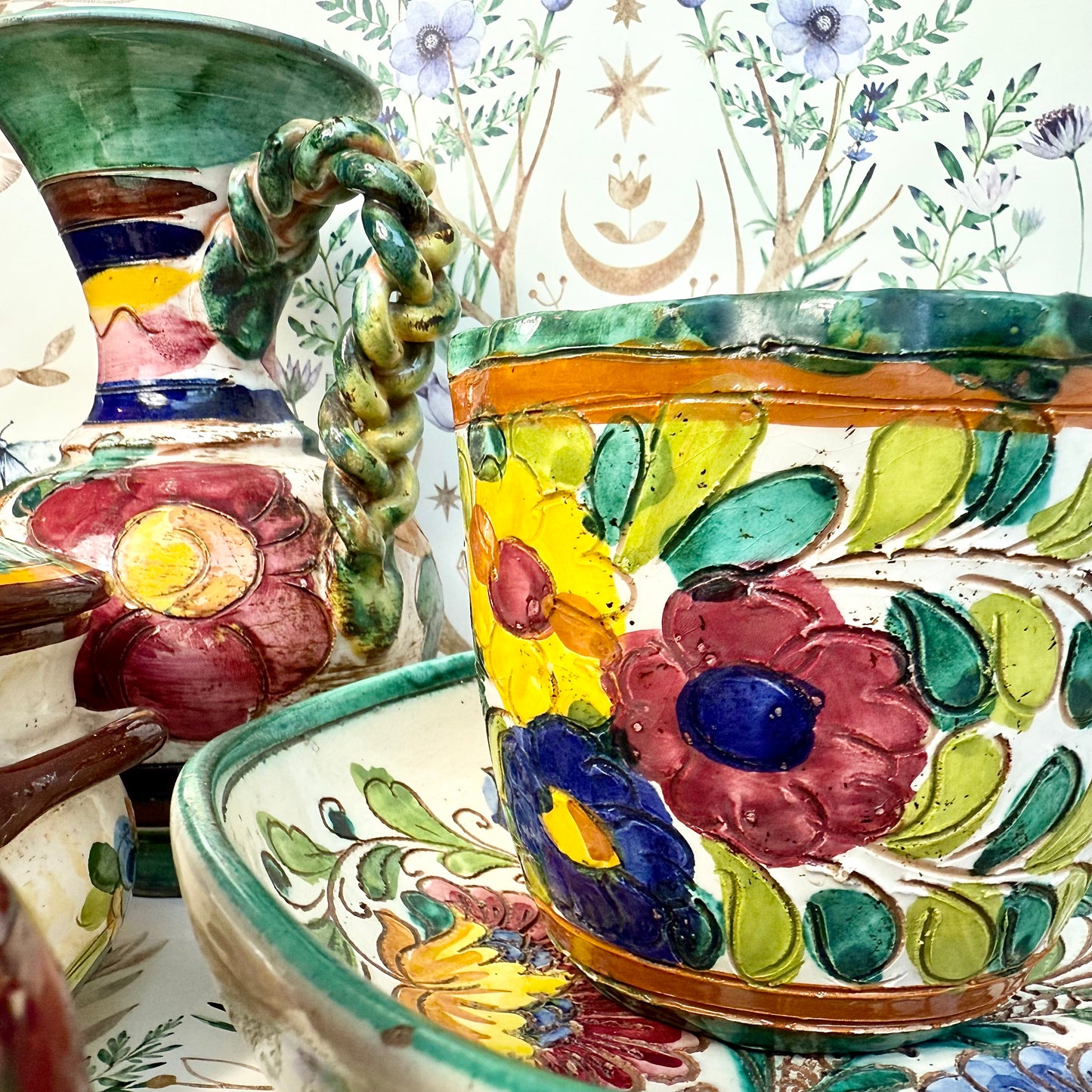 Set italienische Sgraffito Keramik