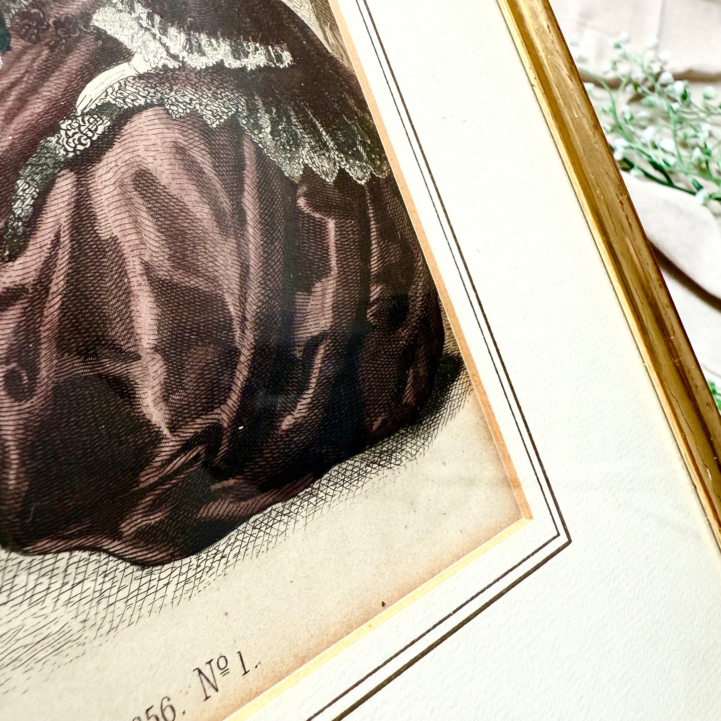 Gerahmte Mode Lithografie 1856