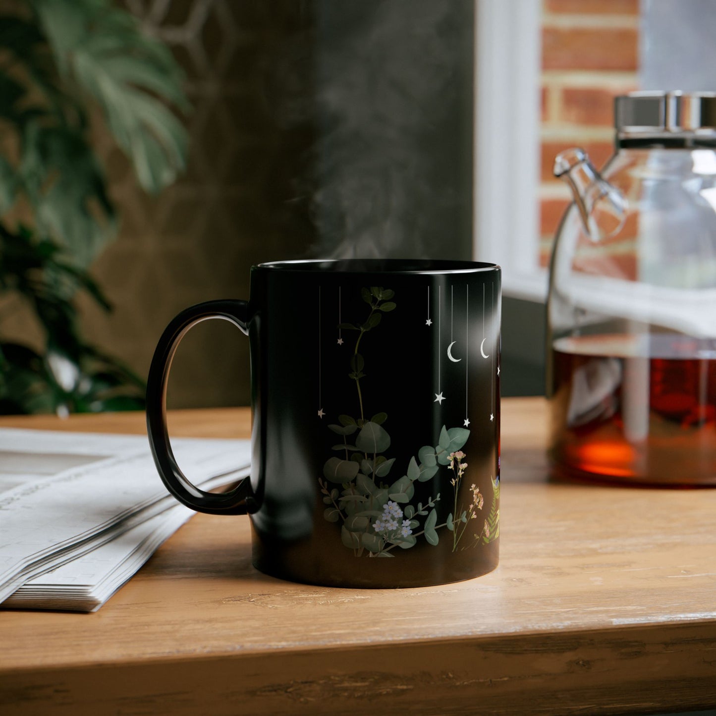 Celestial Garden Pflanzen Tasse schwarz