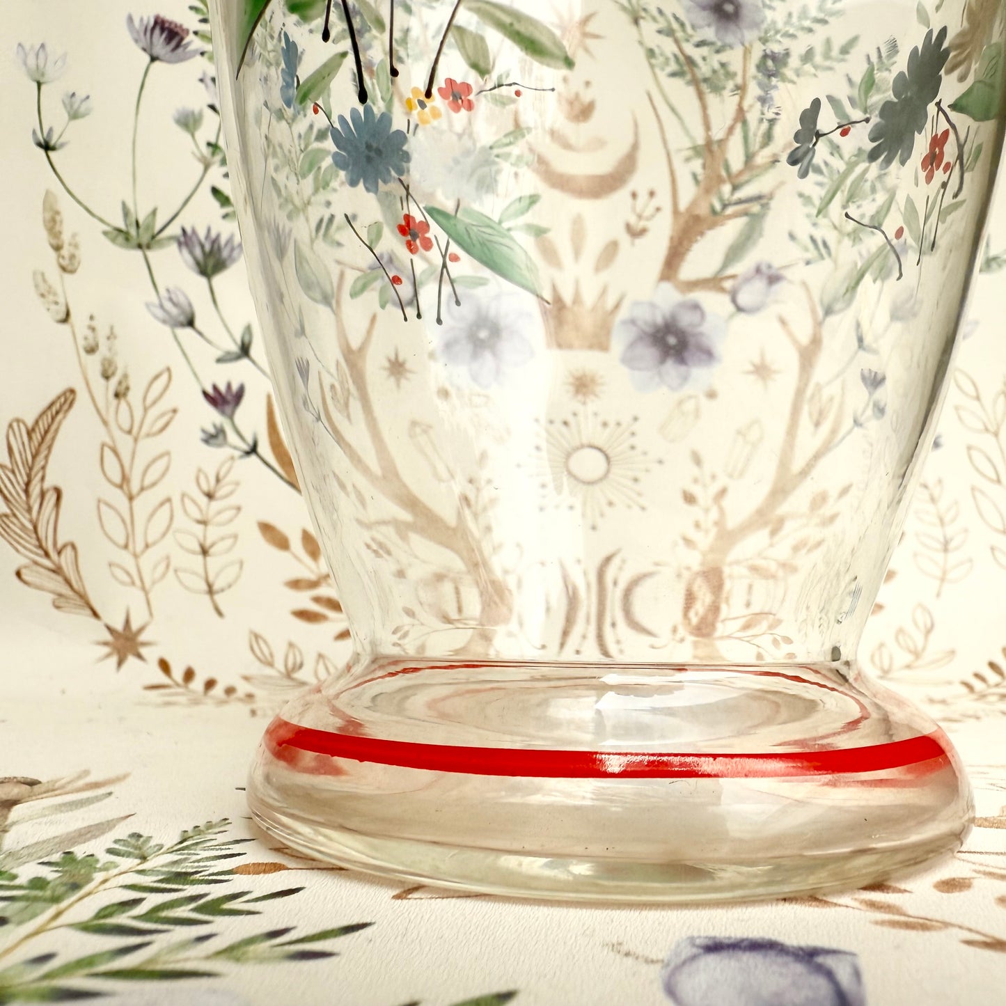 Handbemalte Glasvase Blumen