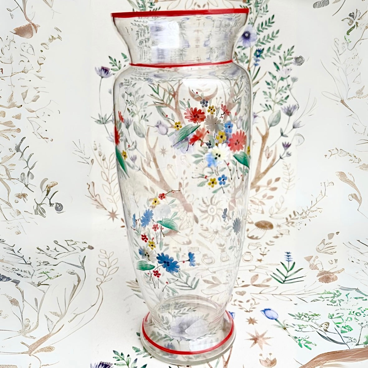 Handbemalte Glasvase Blumen