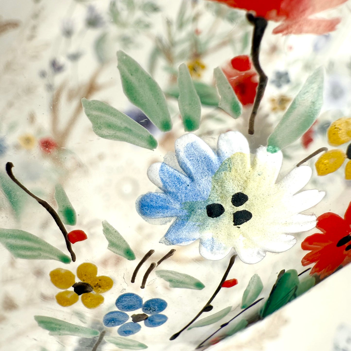 Handbemalte Glasvase Blumen