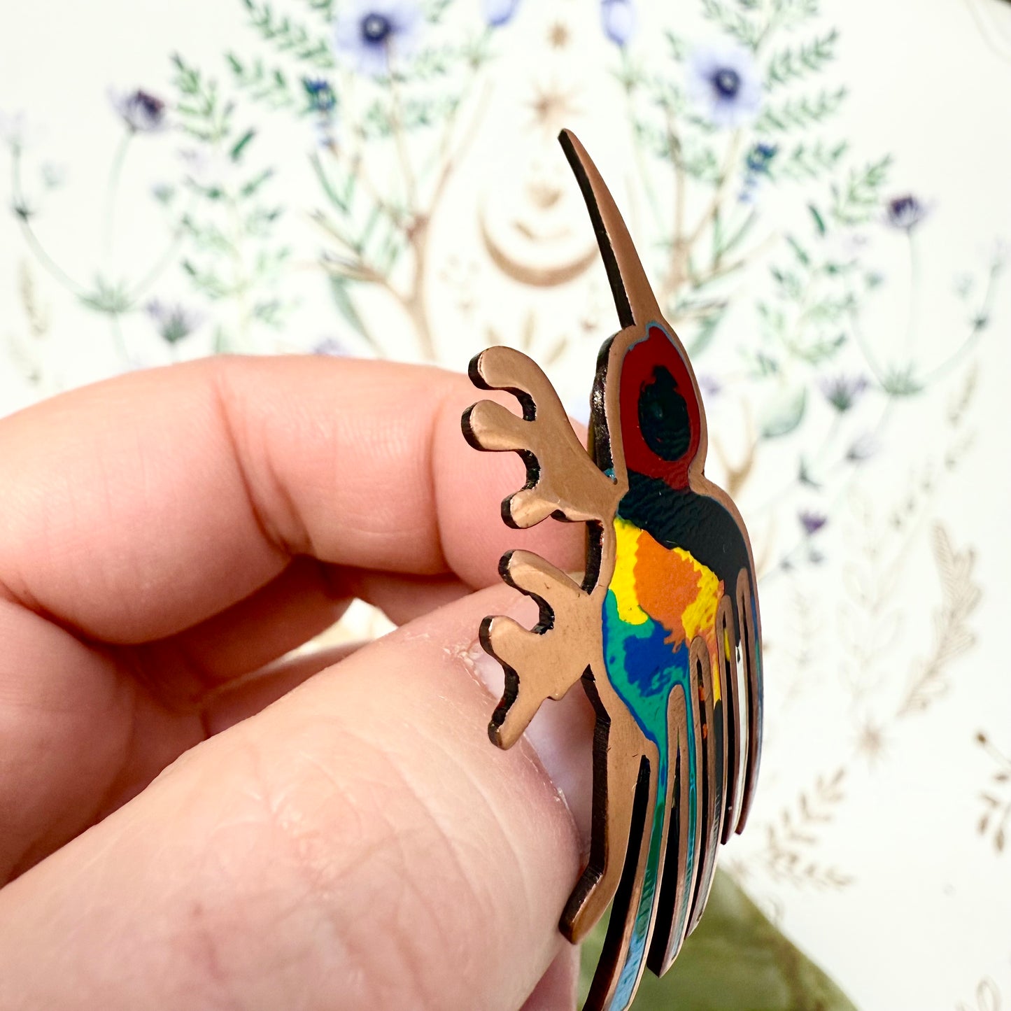 Kolibri Brosche Emaille Peru