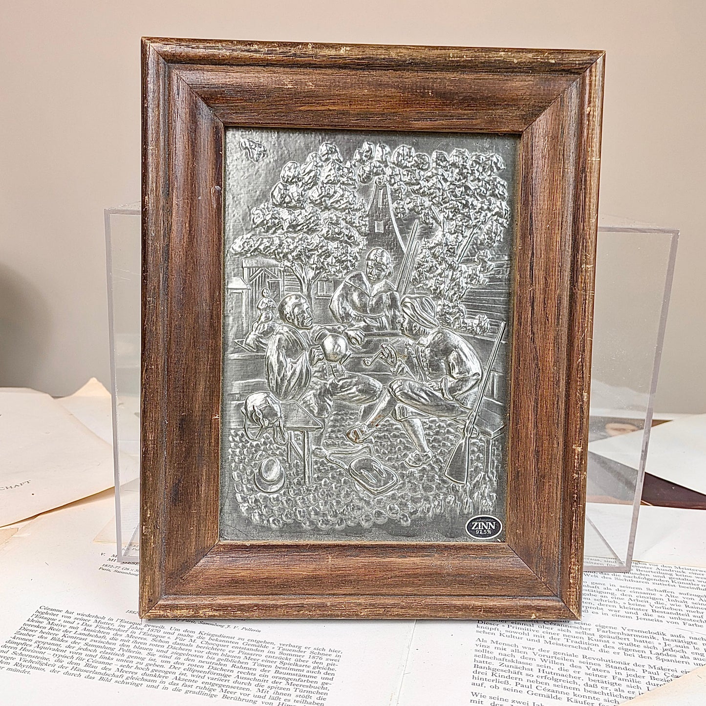 Old tin picture framed
