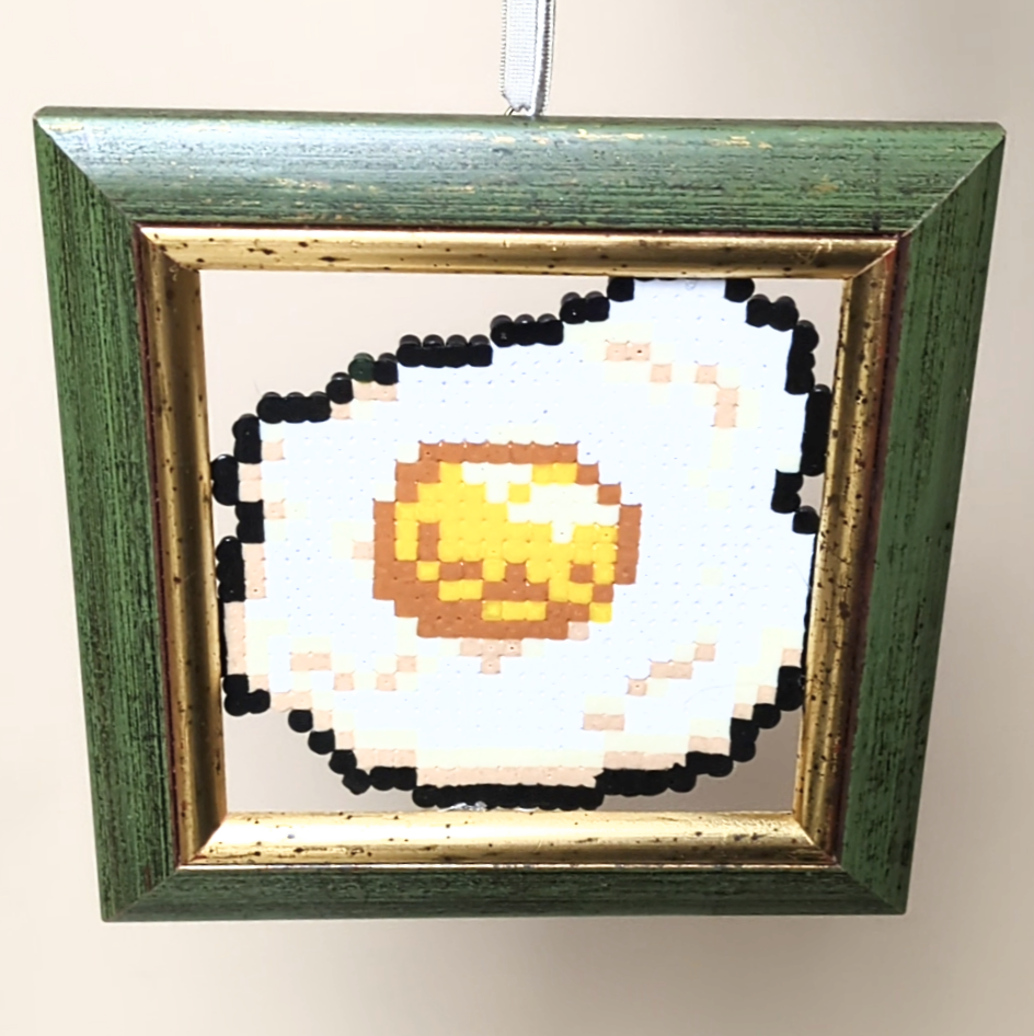 Pixel fried egg framed, 19 x 19
