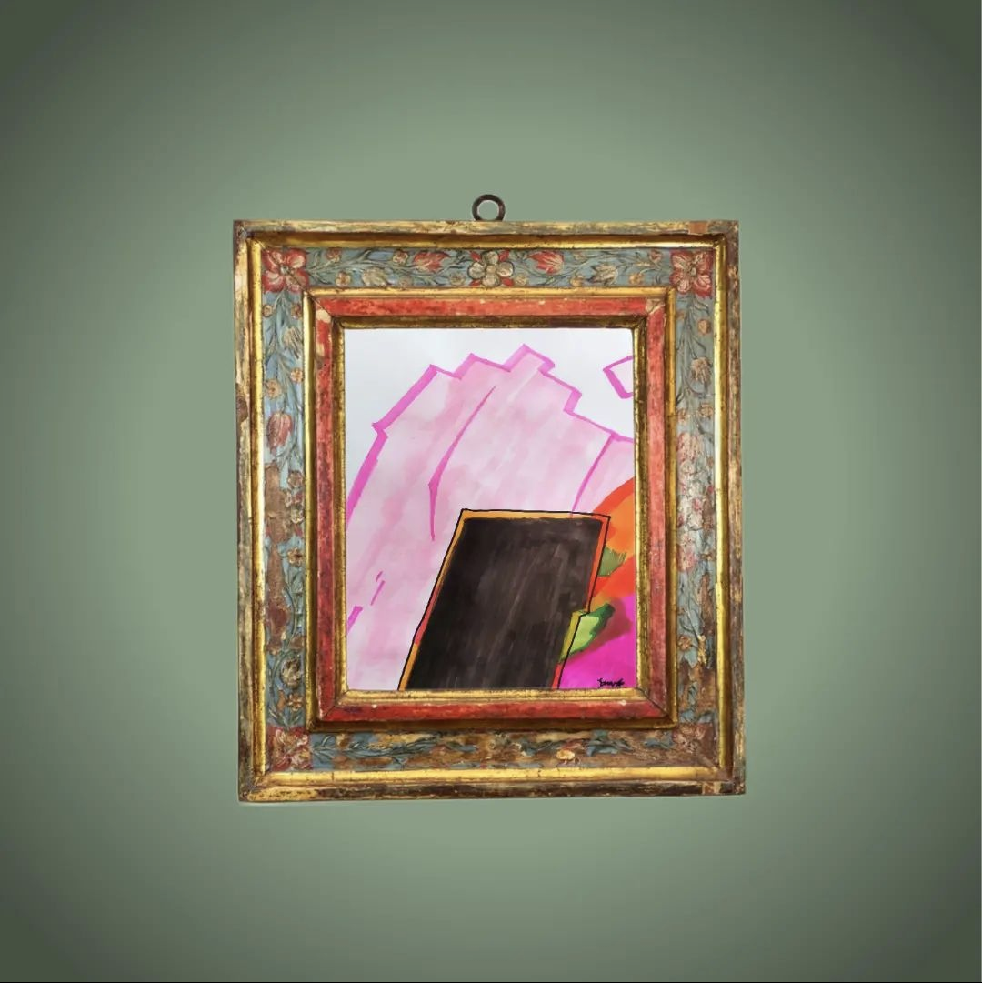 Gemälde "Berglandschaft in Pink", DIN A4