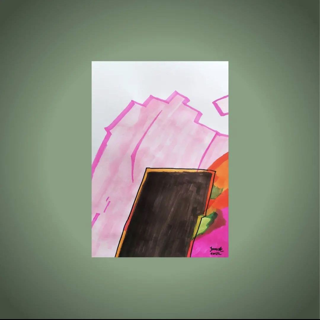 Gemälde "Berglandschaft in Pink", DIN A4
