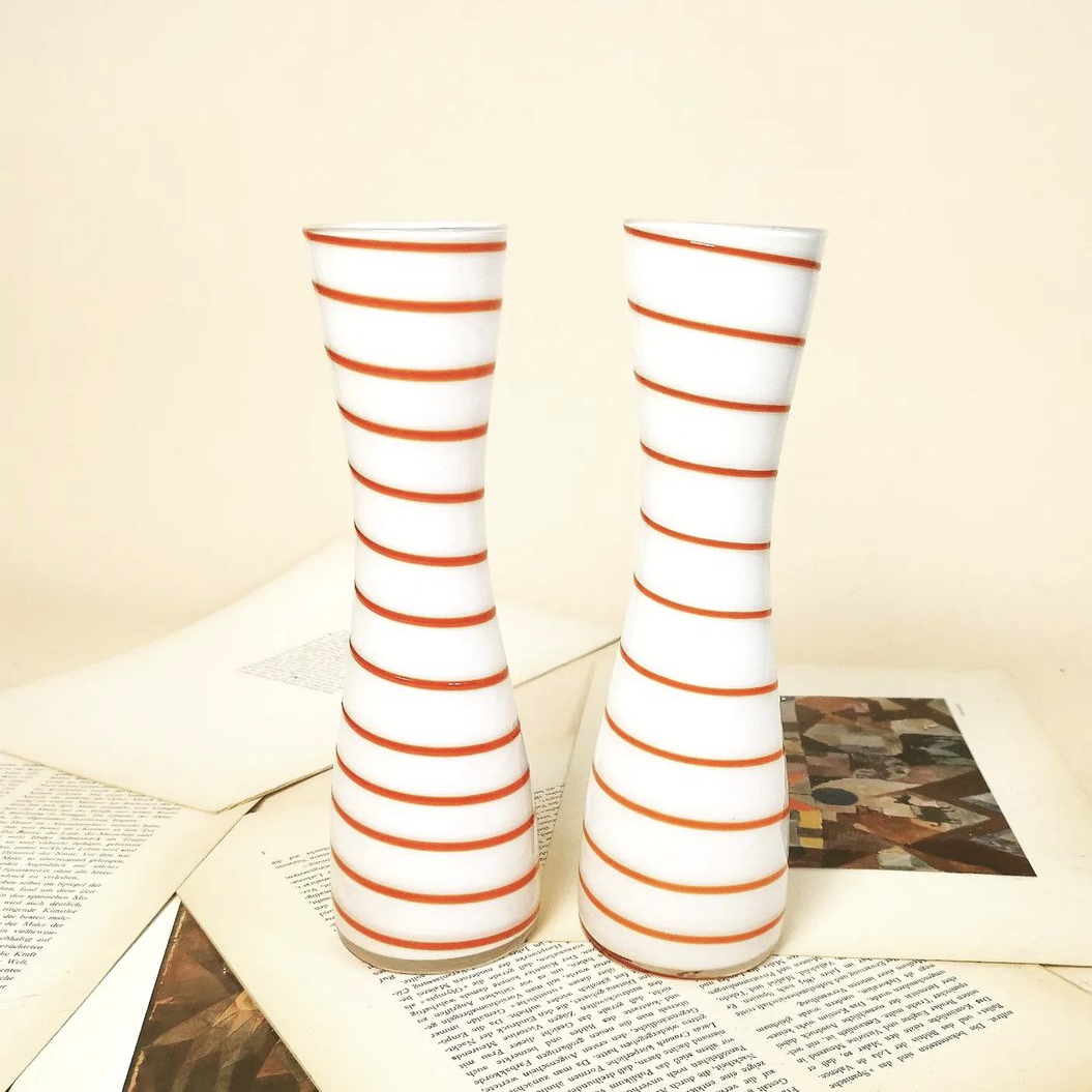 Swirl Vase rot-weiß