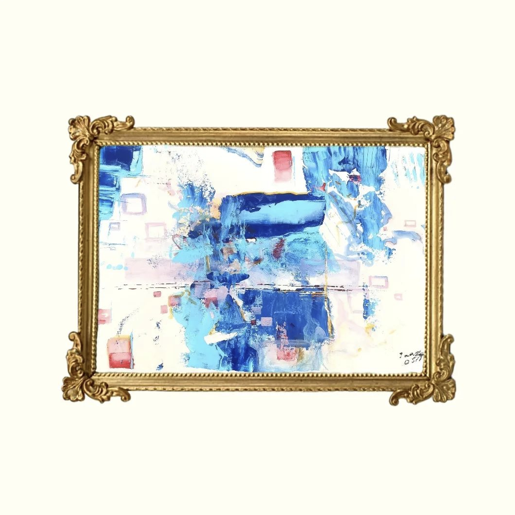 Gemälde "Blaue Geometrie", DIN A3