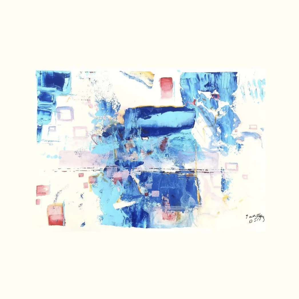 Gemälde "Blaue Geometrie", DIN A3