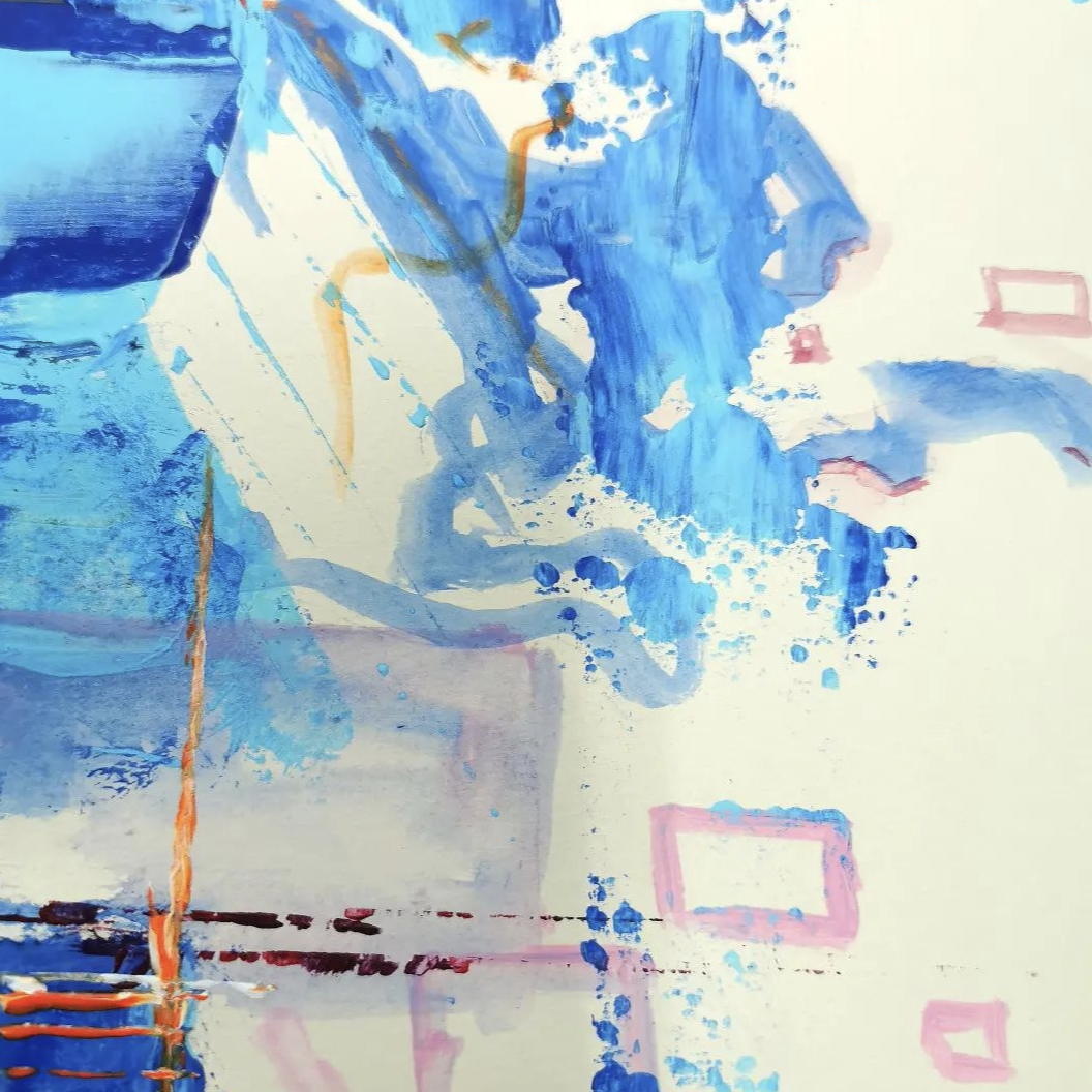 Gemälde "Blaue Geometrie", DIN A3