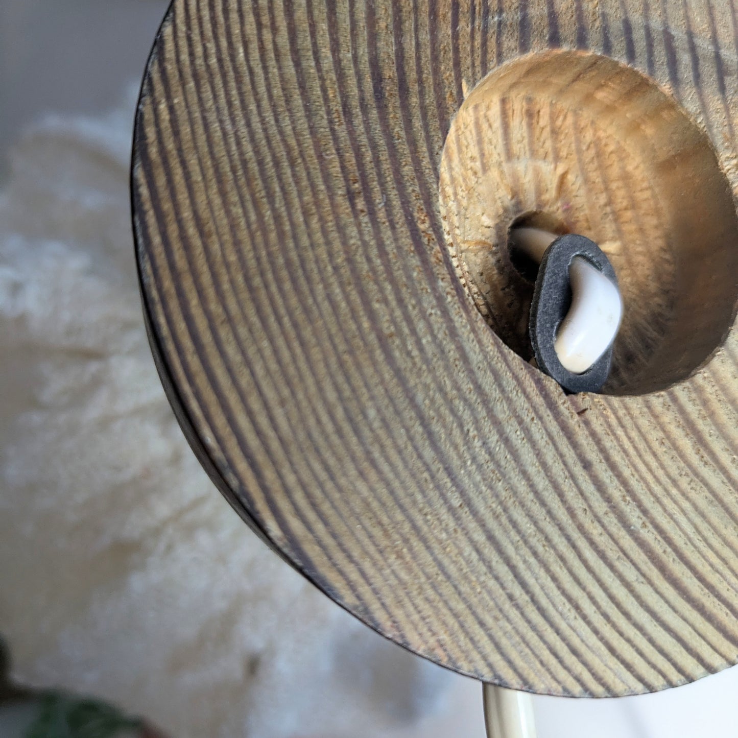 Lamp with bouclé shade
