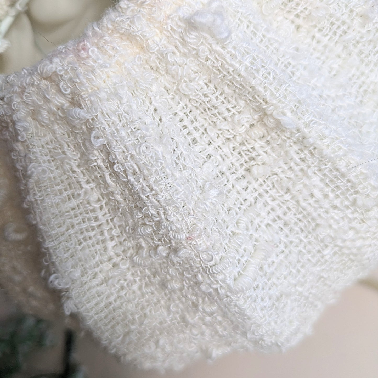 Lamp with bouclé shade