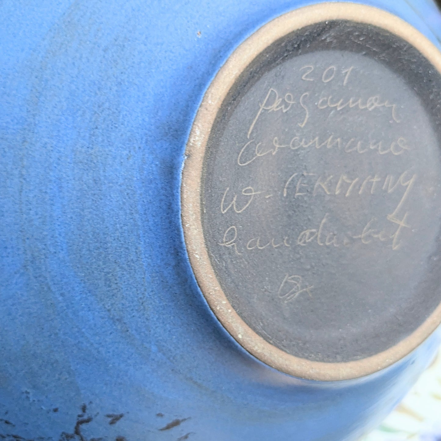 Henkelvase von Hans Welling für Ceramano Pergamon WGP in blau