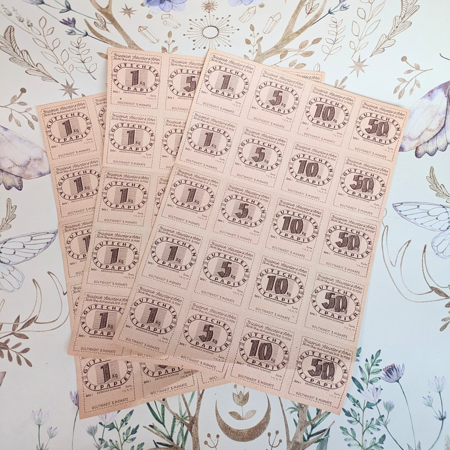 Set of waste paper vouchers 1940s