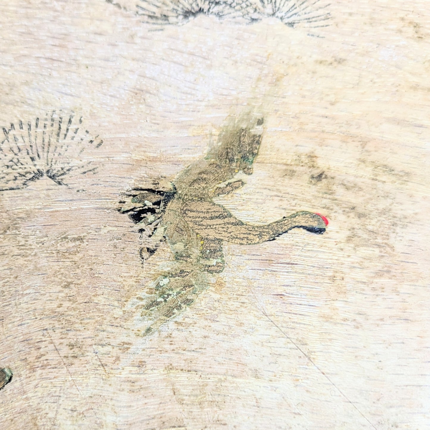 Wooden tray with cranes