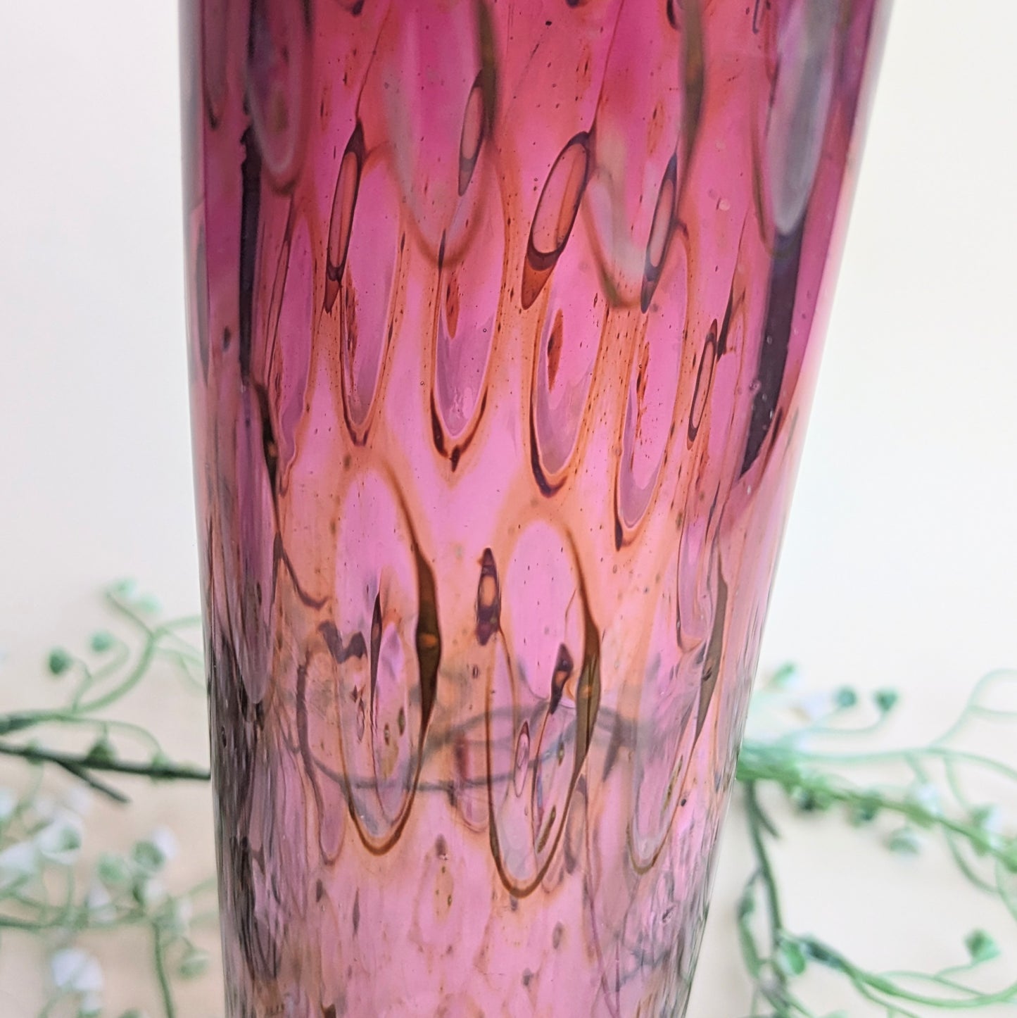 Peacock eye glass vase by Eisch