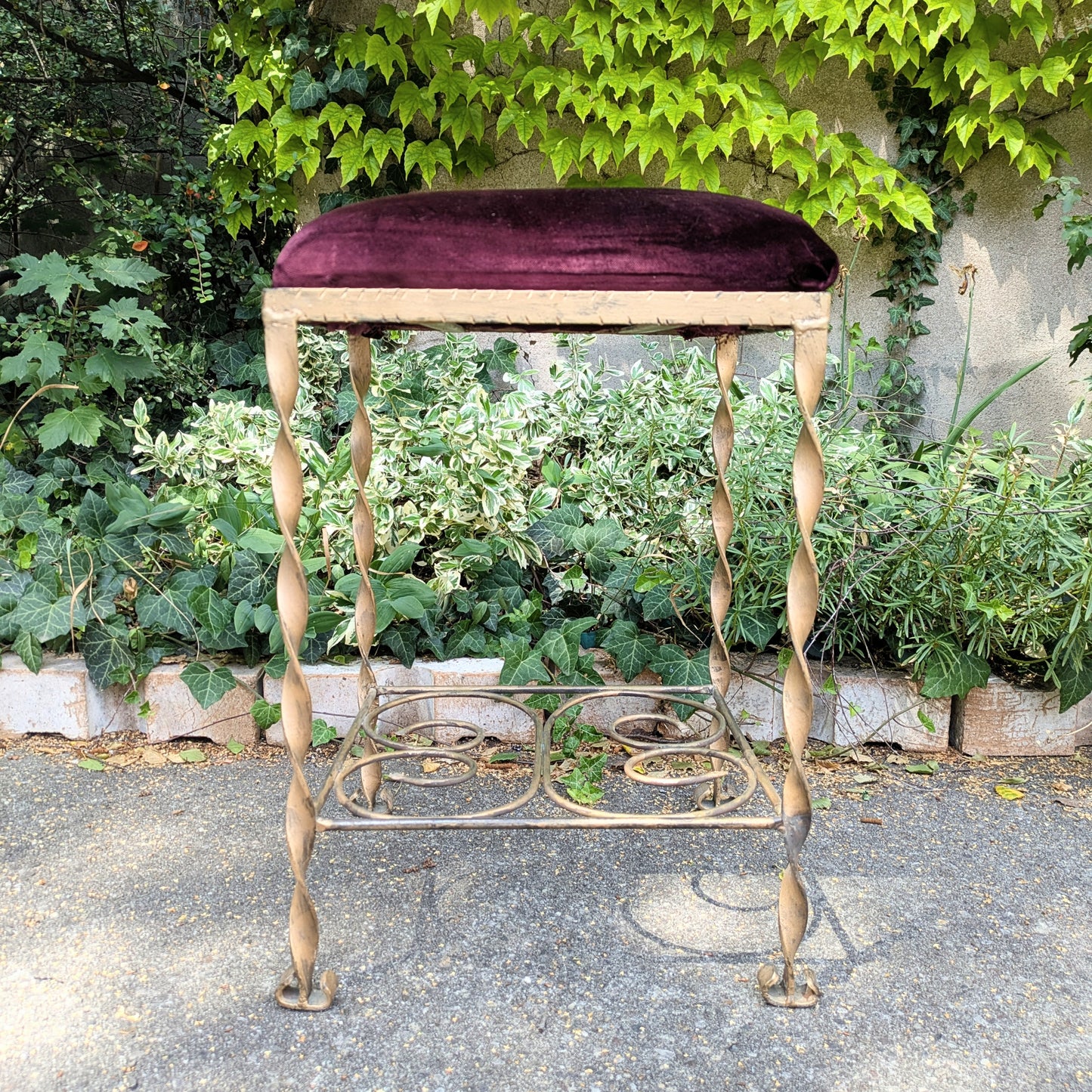 Wrought iron baroque stool
