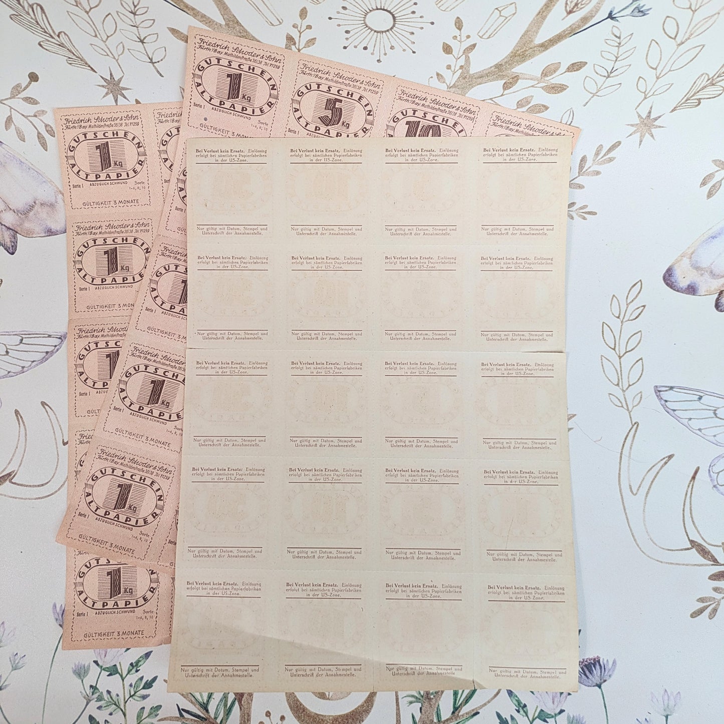 Set of waste paper vouchers 1940s