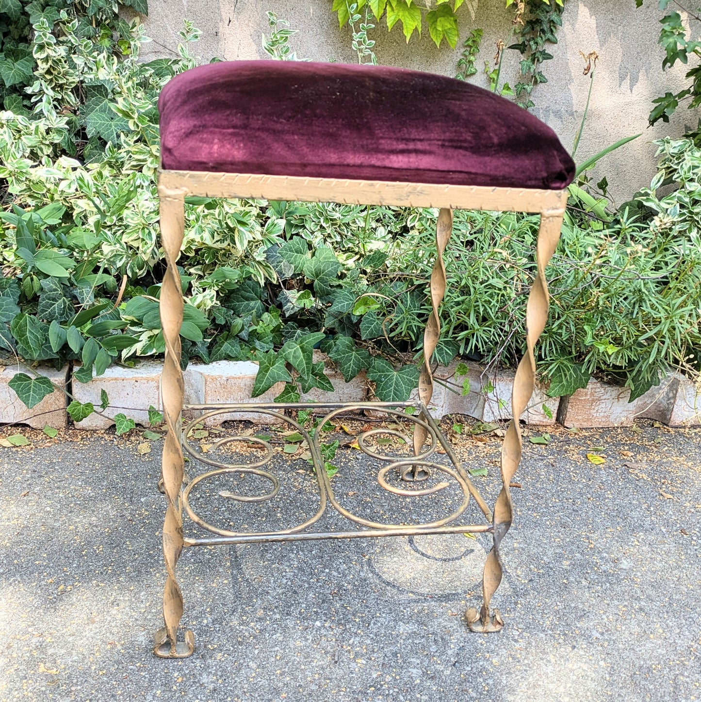 Wrought iron baroque stool