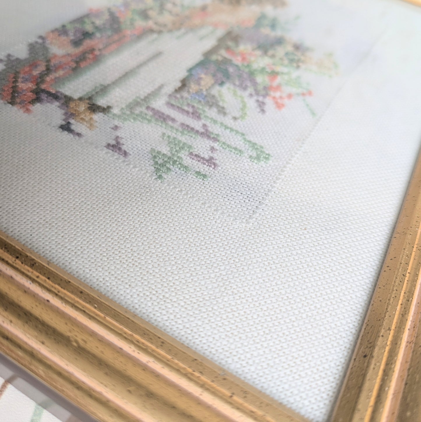 Embroidery picture woman in garden