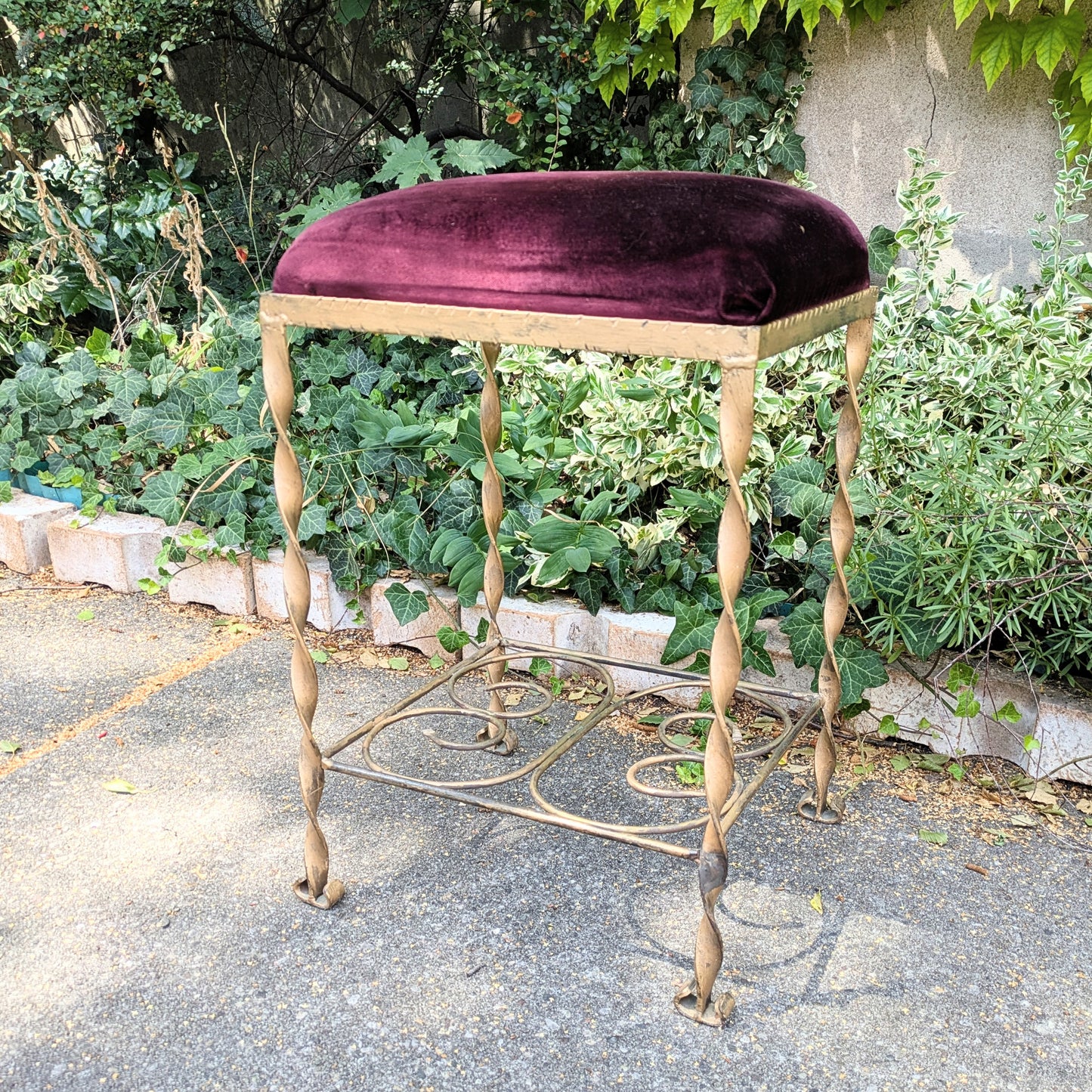 Wrought iron baroque stool