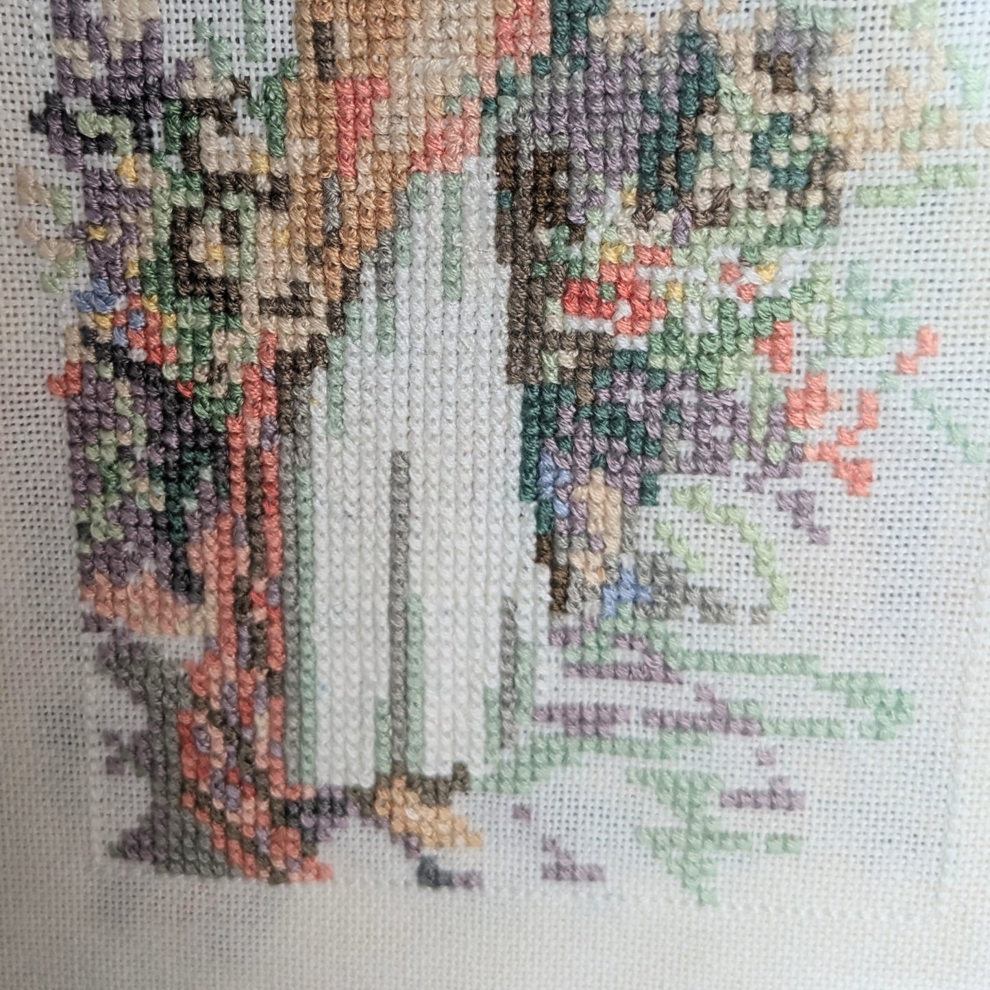 Embroidery picture woman in garden