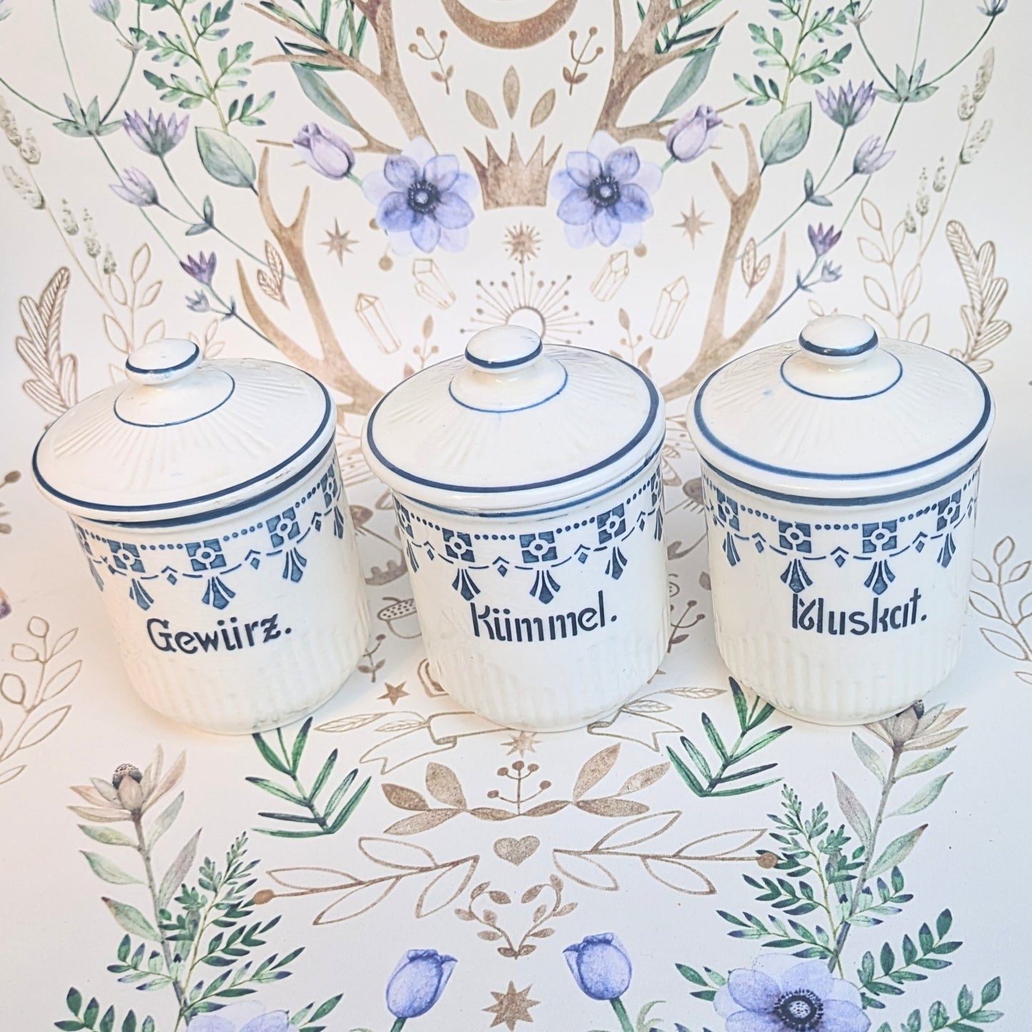 Art Deco spice jars set of 3