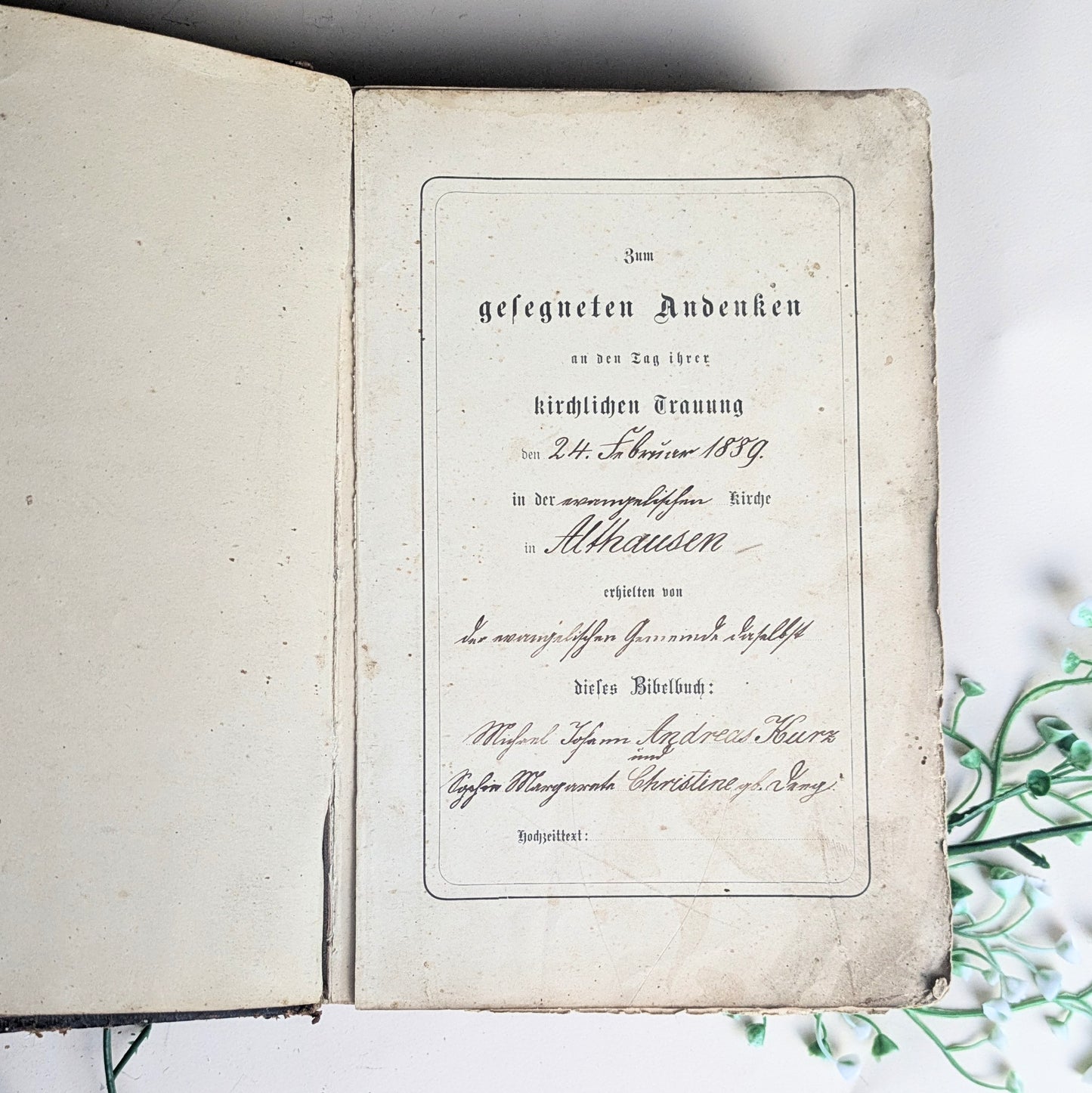 Bibel mit Familienchronik von 1889