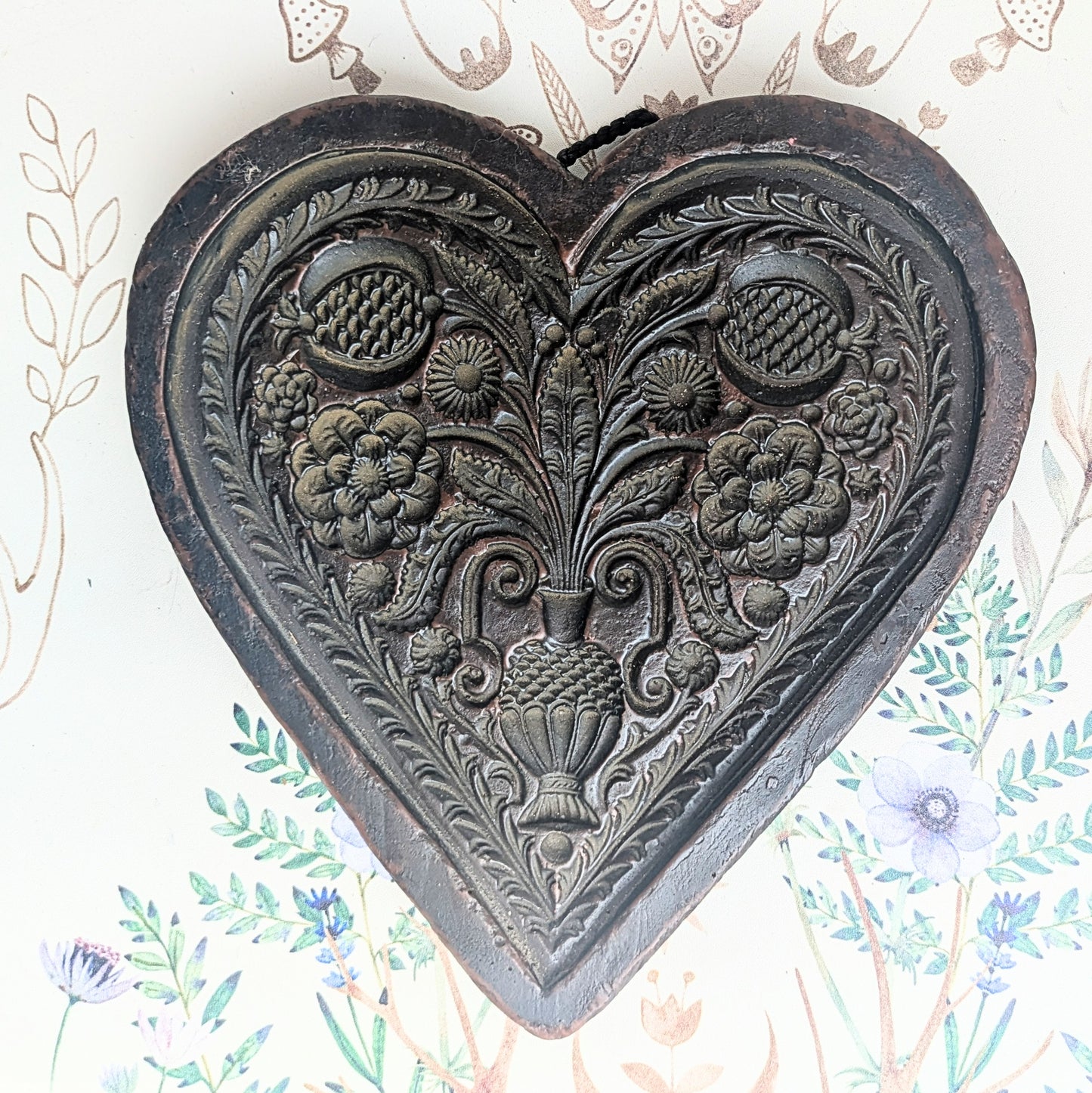 Wax heart with flowers