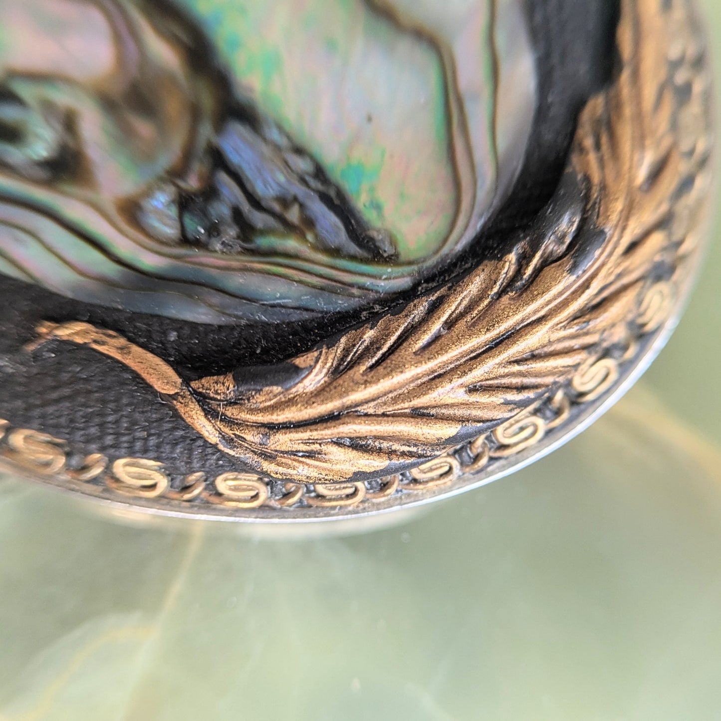 Brooch with shell inlay