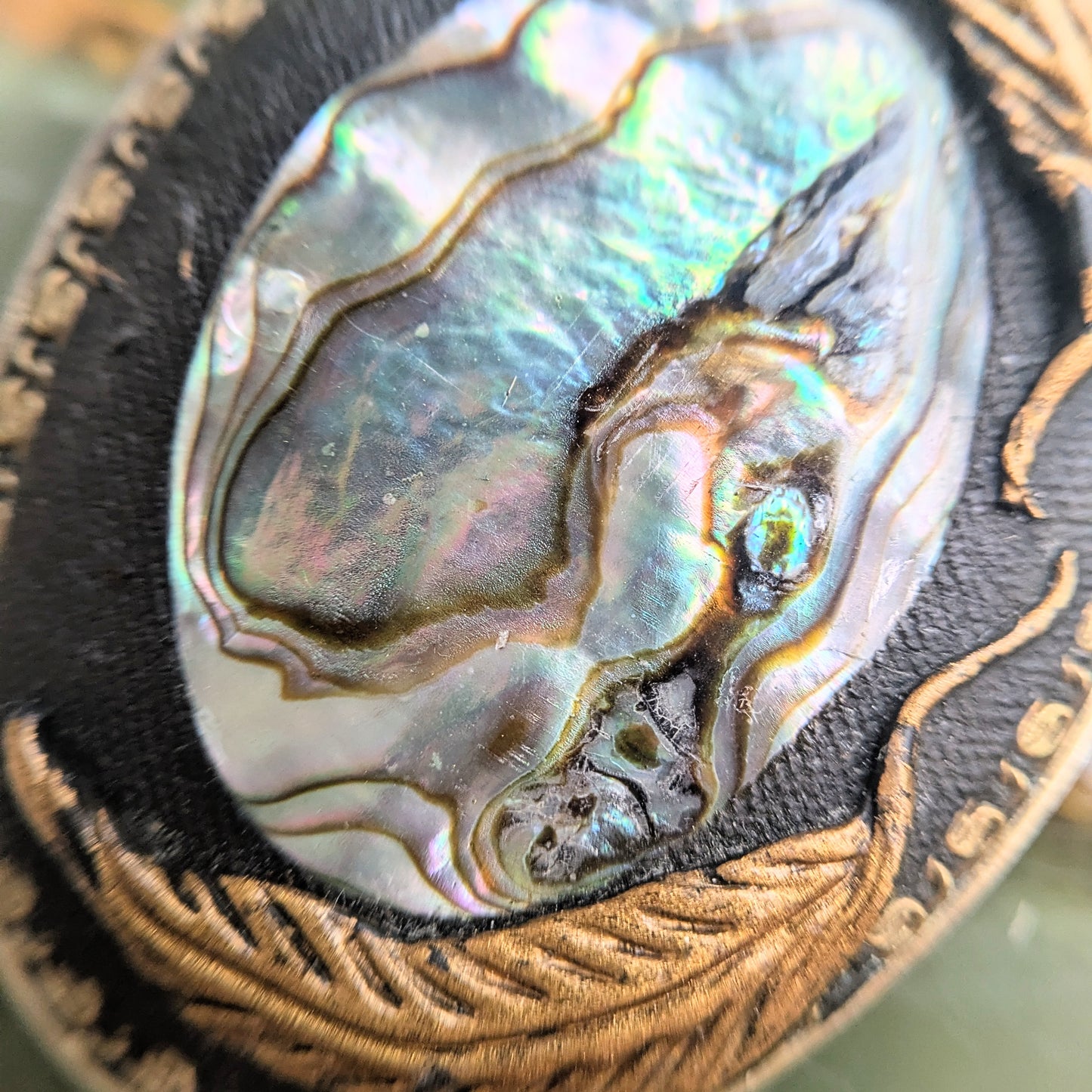 Brooch with shell inlay