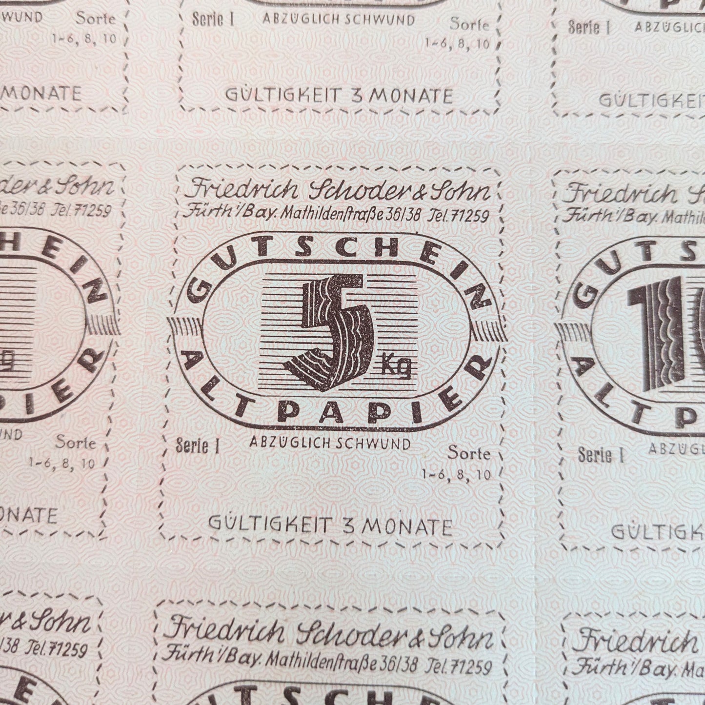 Set of waste paper vouchers 1940s