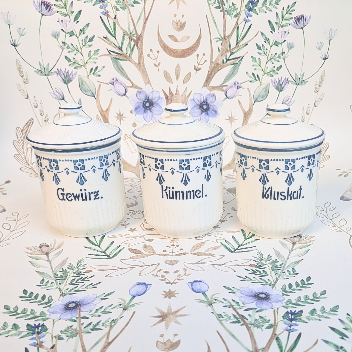 Art Deco spice jars set of 3