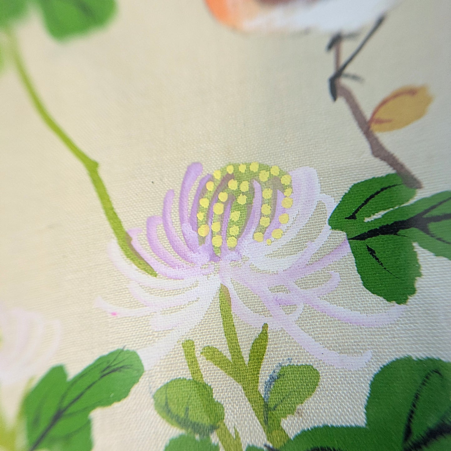 Asian painting bird with chrysanthemums