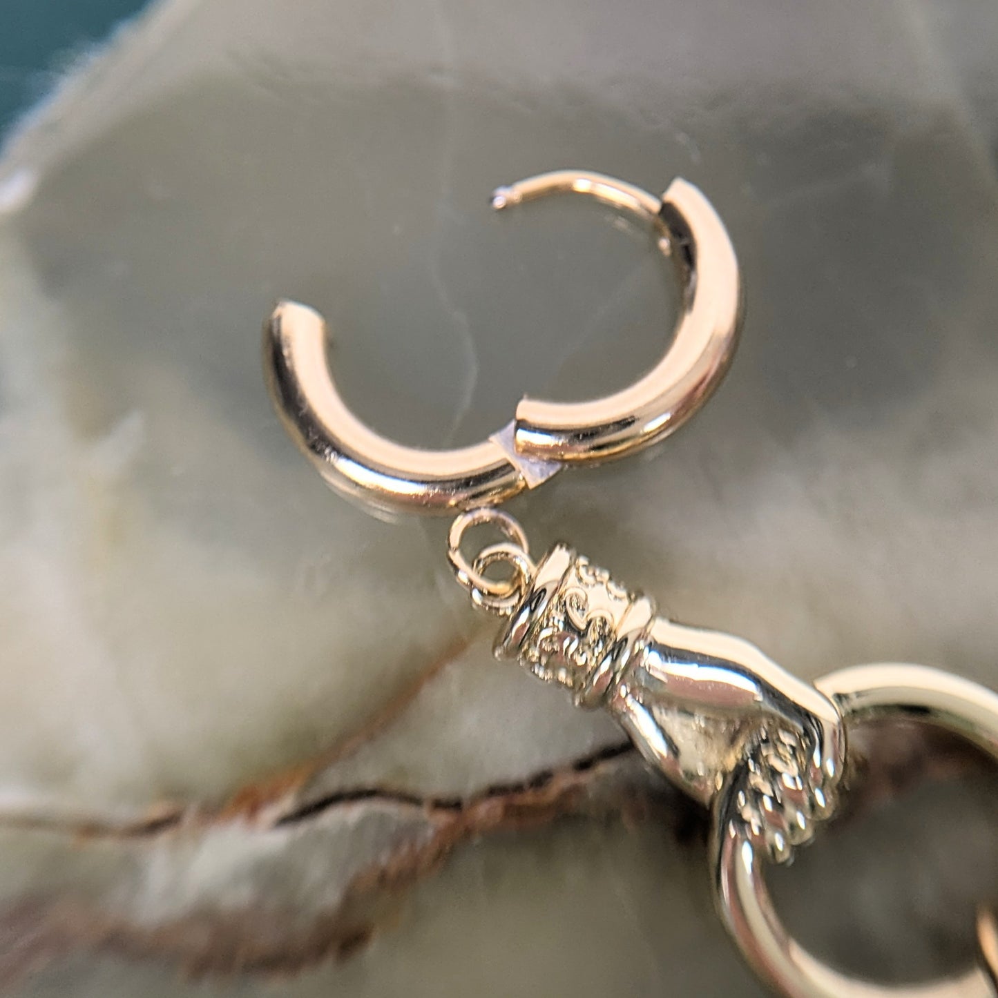 Boucles d'oreilles Coeur Main Fleur