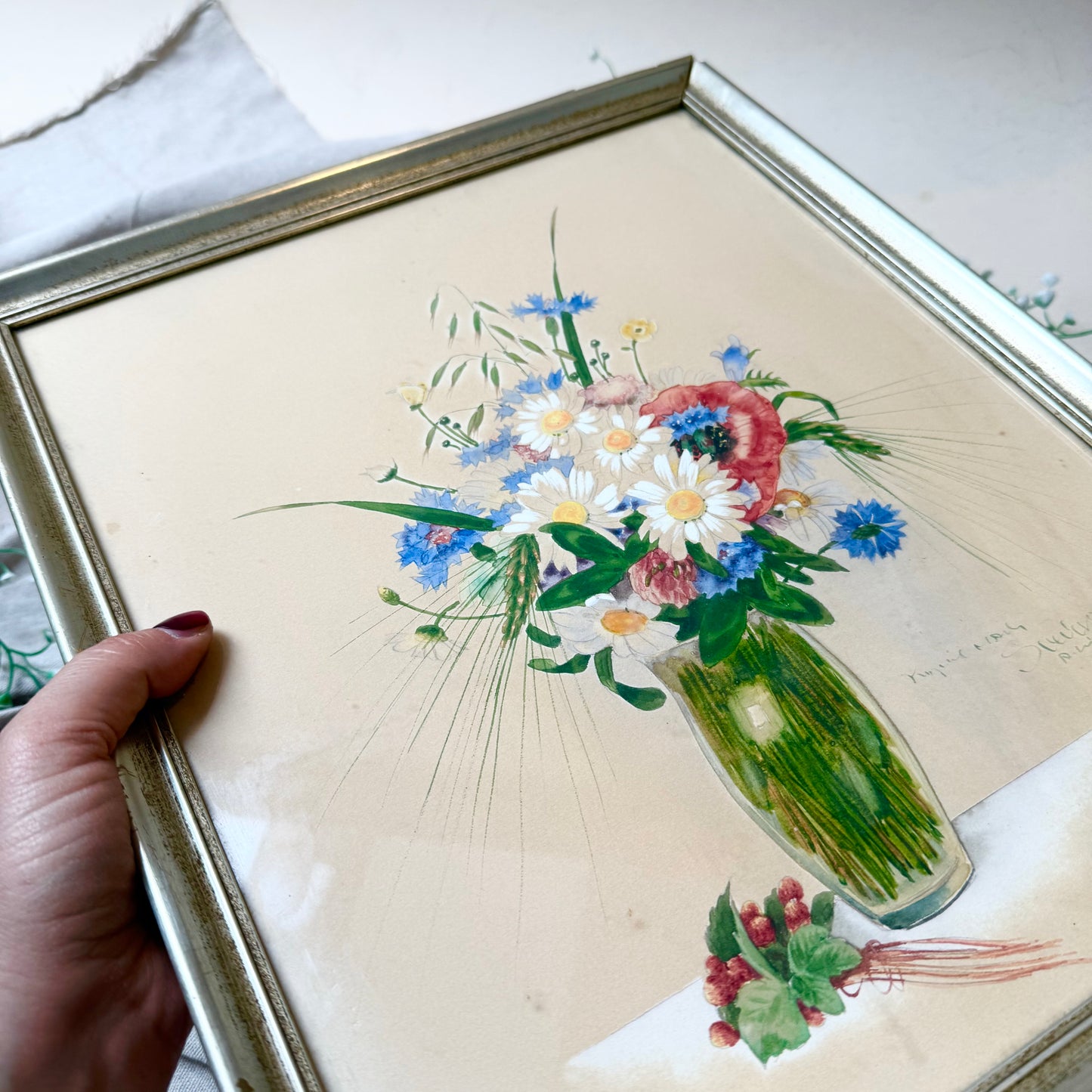 Gerahmtes Blumen Aquarell