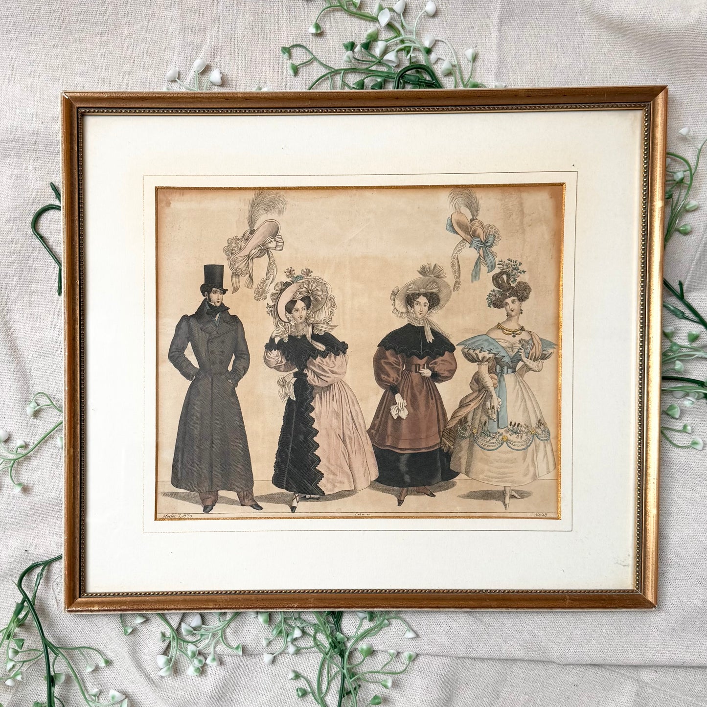 Gerahmte Mode Lithografie 1830