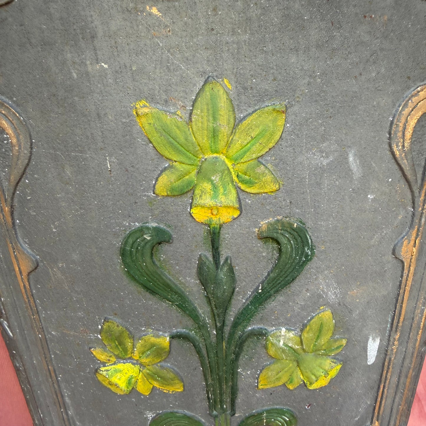 Jugendstil Ofenplatte bemalt