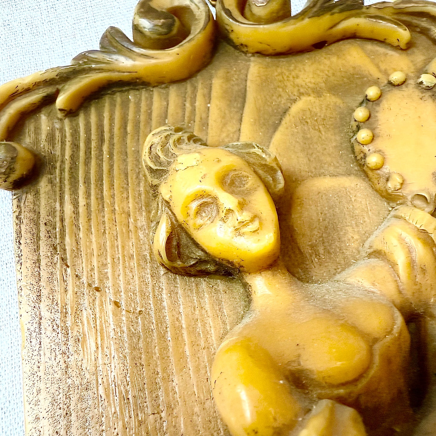 Wachsbild Barockdame mit Spiegel