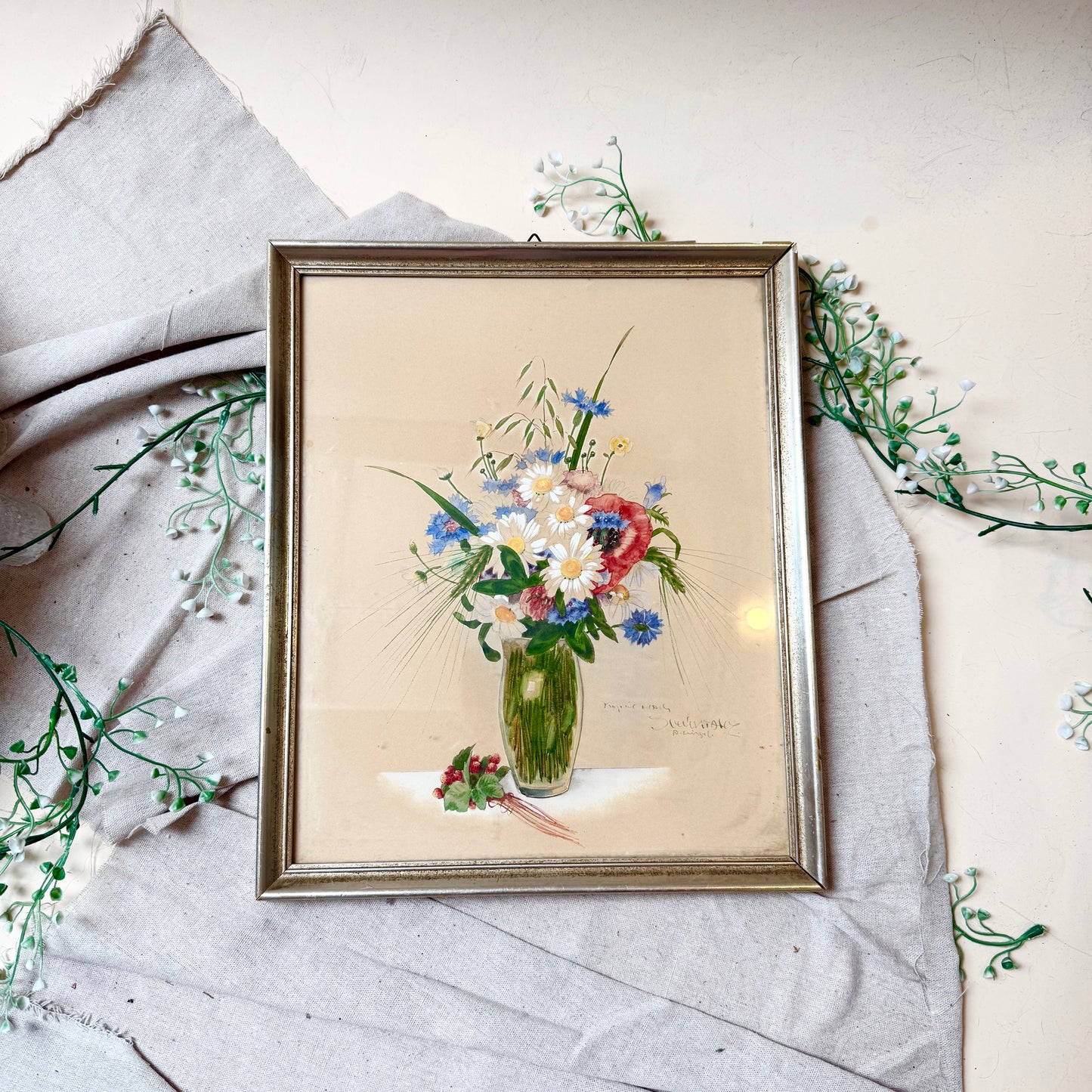 Gerahmtes Blumen Aquarell