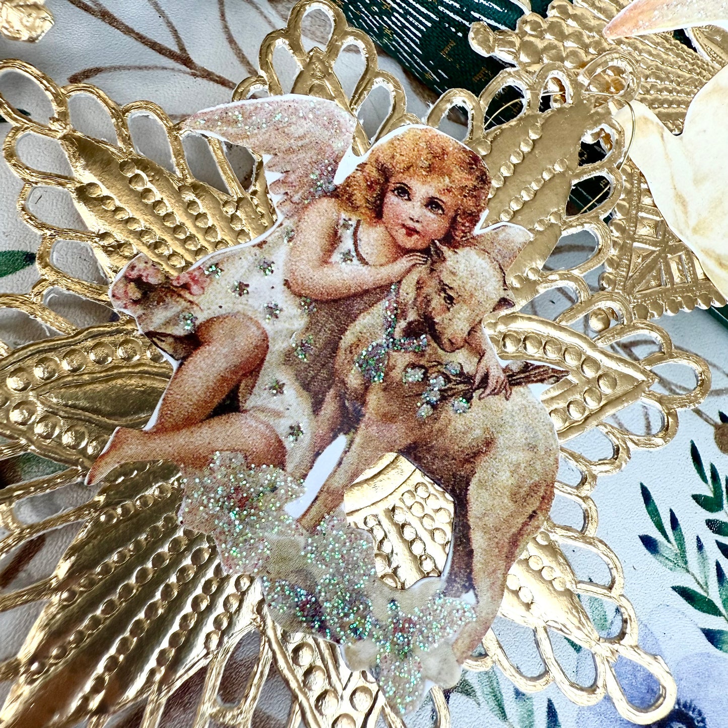 Dresdner Pappe 8er Set gold Schneeflocke