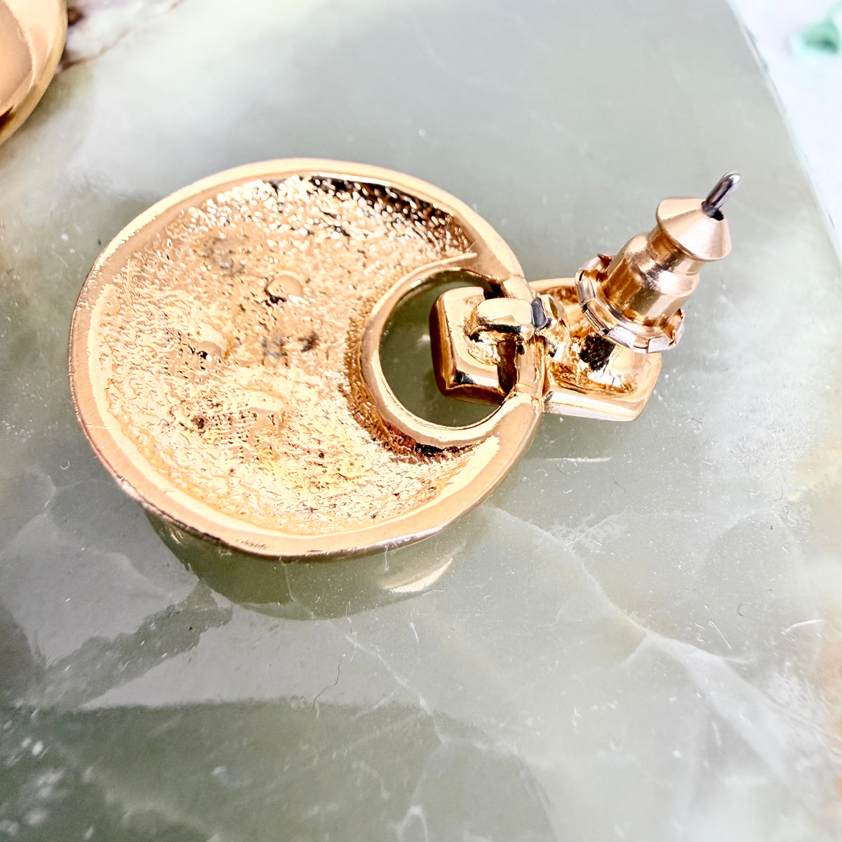 80s Ohrringe gold mit Strass