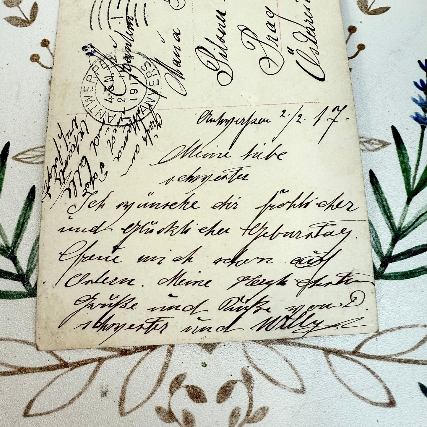 Postkarte nachkoloriert 1917