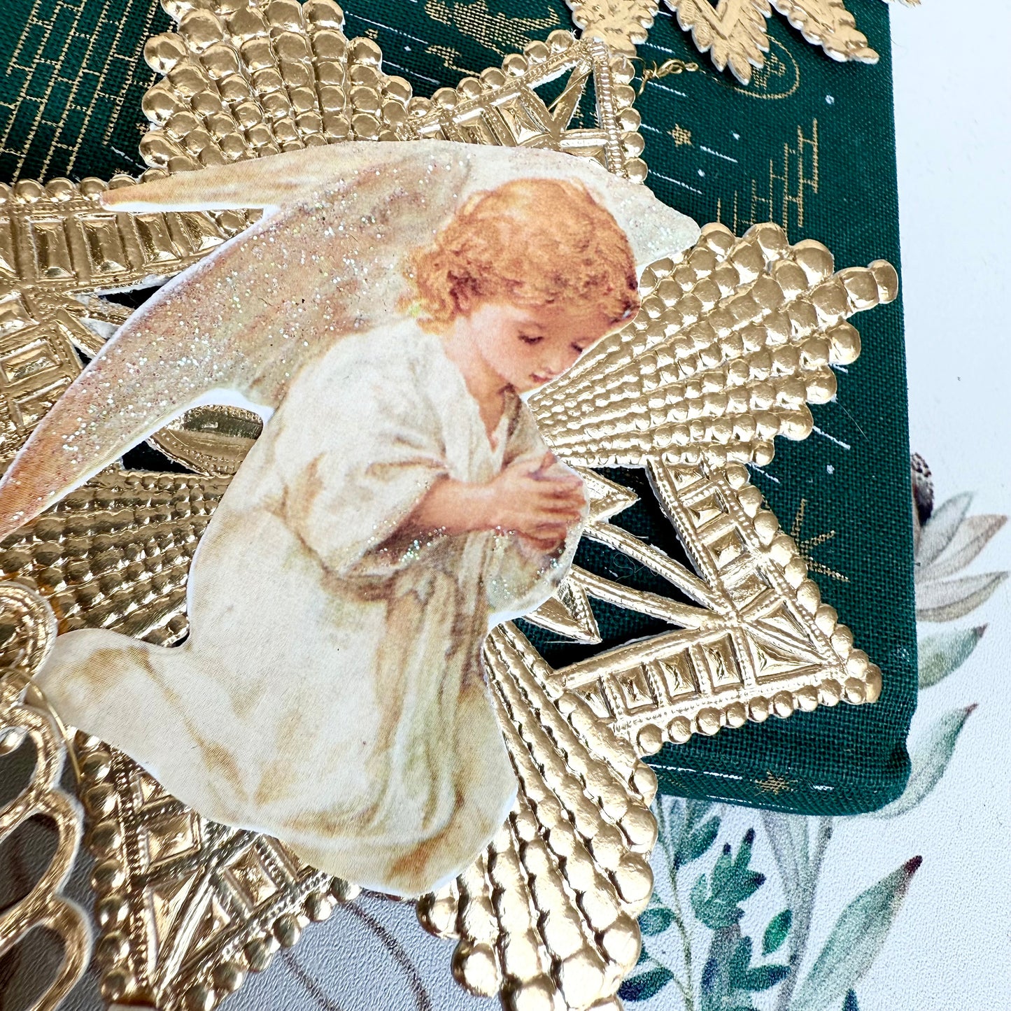 Dresdner Pappe 8er Set gold Schneeflocke