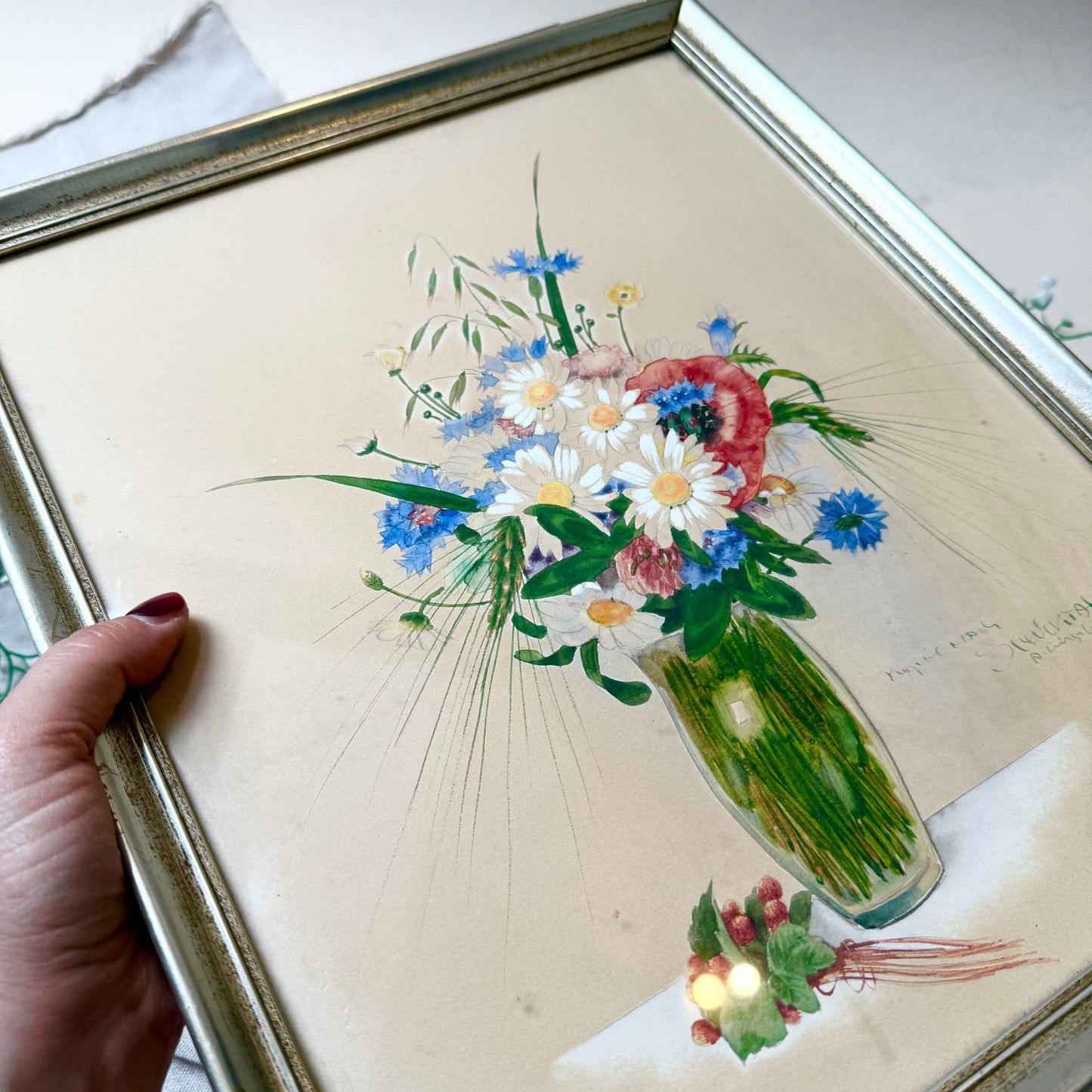 Gerahmtes Blumen Aquarell