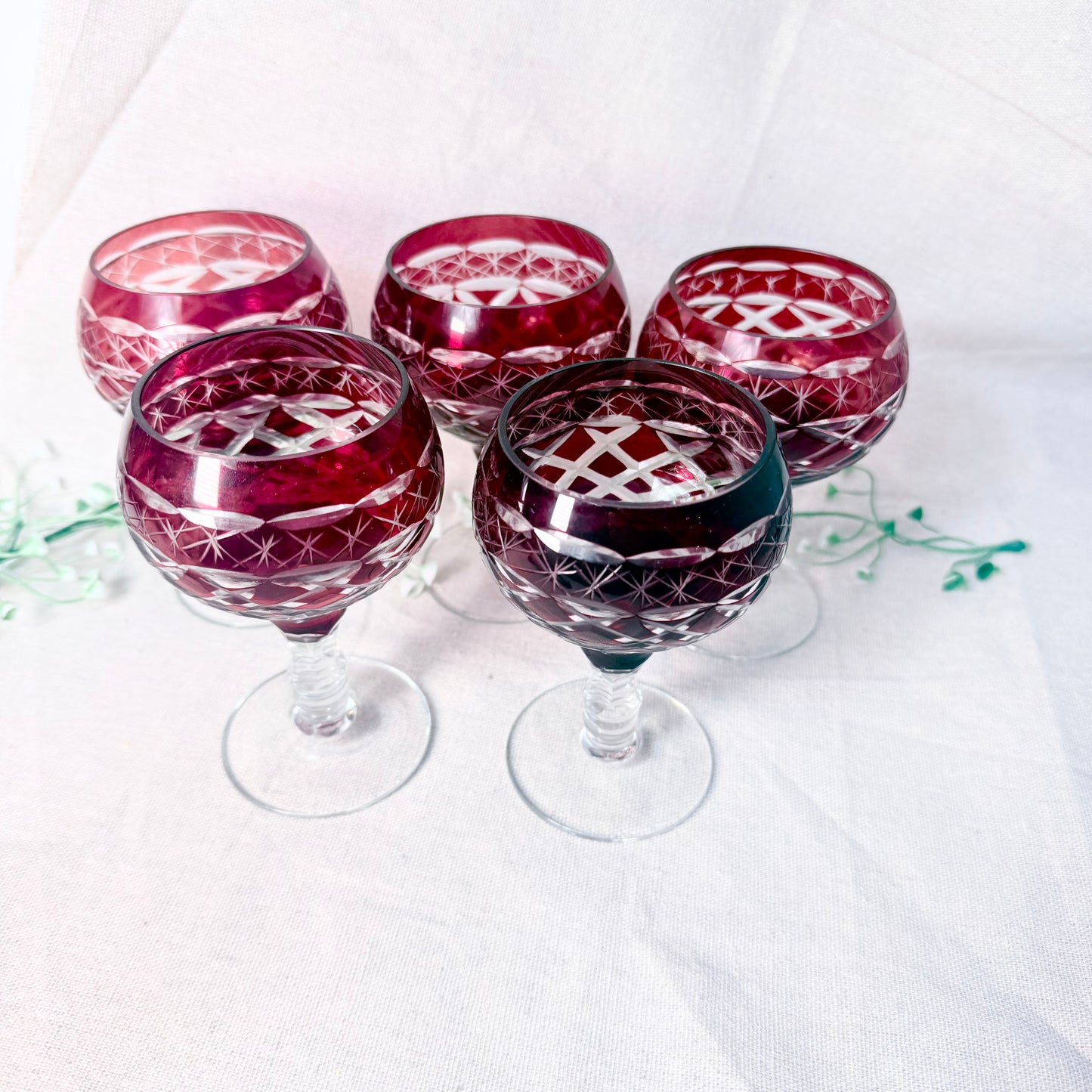 Weingläser Überfangglas rot