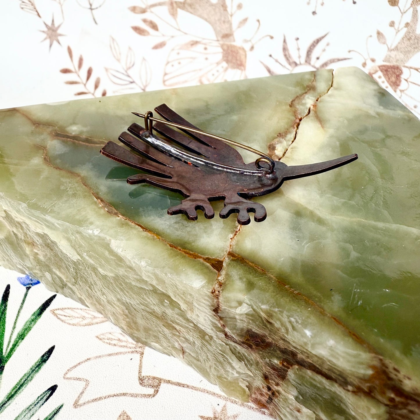 Kolibri Brosche Emaille Peru