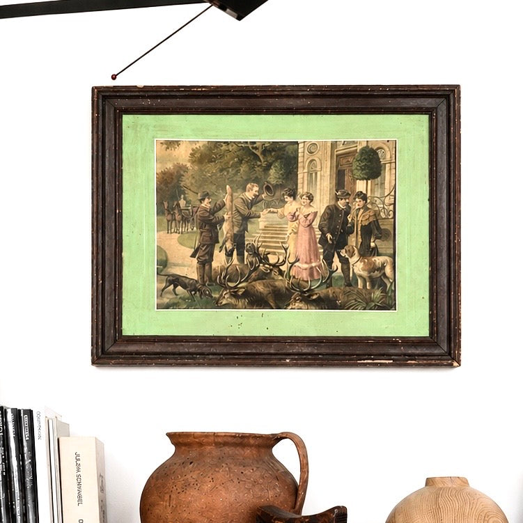 Lithografie Jagdszene