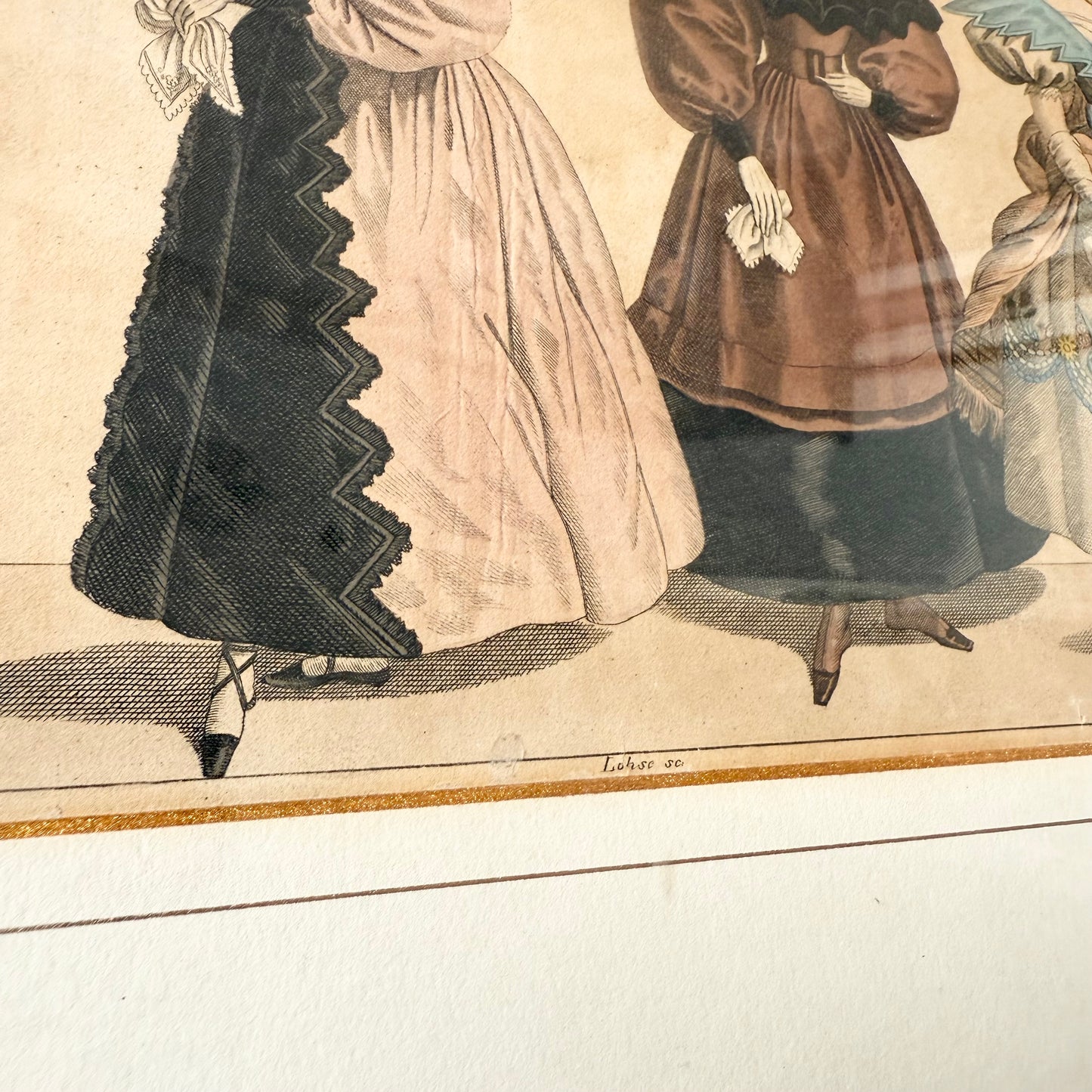 Gerahmte Mode Lithografie 1830